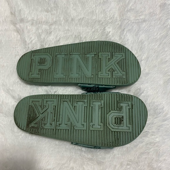 Pink by VS green slides satin knot tied top size 10 - Picture 5 of 5